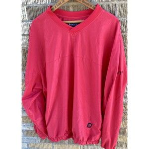 Men’s‎ FootJoy Large Red Windbreaker Pullover Golf Wind Shirt Polyester Shell